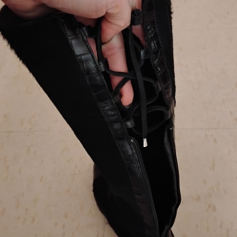 Black PONY 🐴 Hair Below Knee-High Boots - Picture 4 of 5